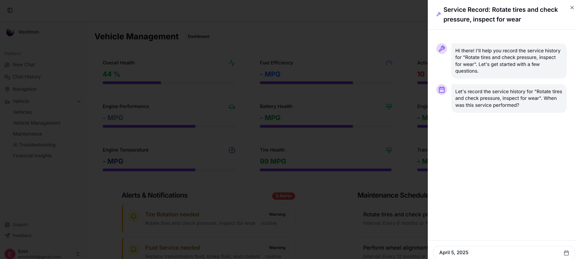 Service record notification